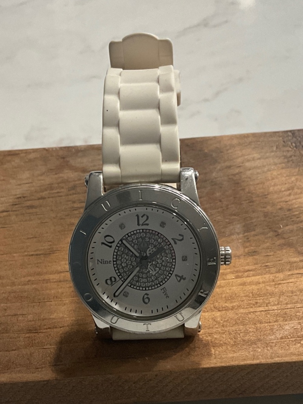 Juicy Couture Silver Dial Watch with Cream Strap